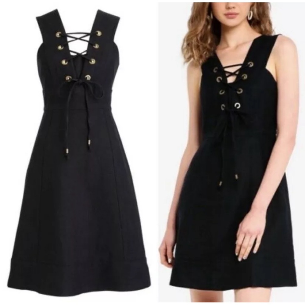 J. Crew Black Lace-Up Mini Dress